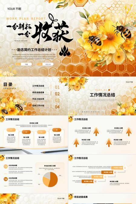 一分耕耘一分收获励志简约工作总结计划PPT模板