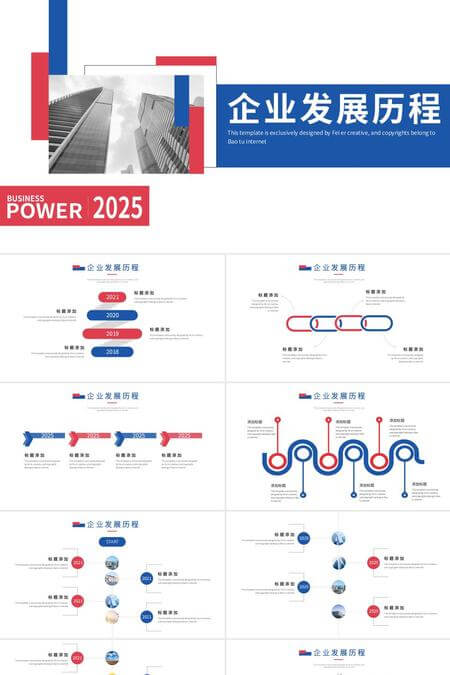 2025企业发展历程时间轴PPT模板