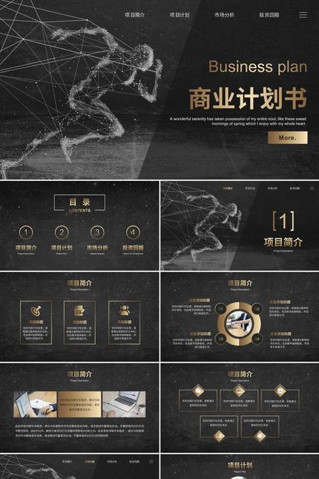 未来科技风黑金企业商业计划PPT模板