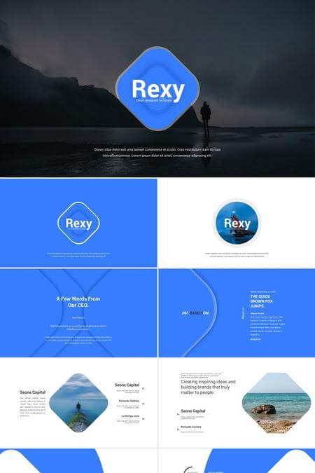 现代蓝色商务风格简约专业PPT模板