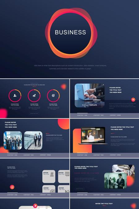 深蓝渐变商务风科技感PPT模板