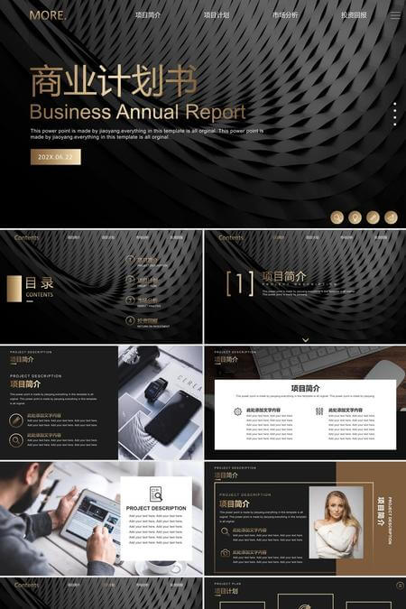 黑金奢华风商业计划书PPT模板