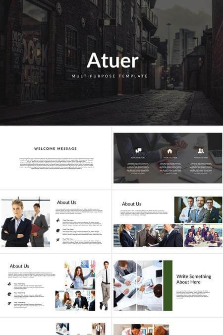 经典黑白灰建筑商务提案PPT模板