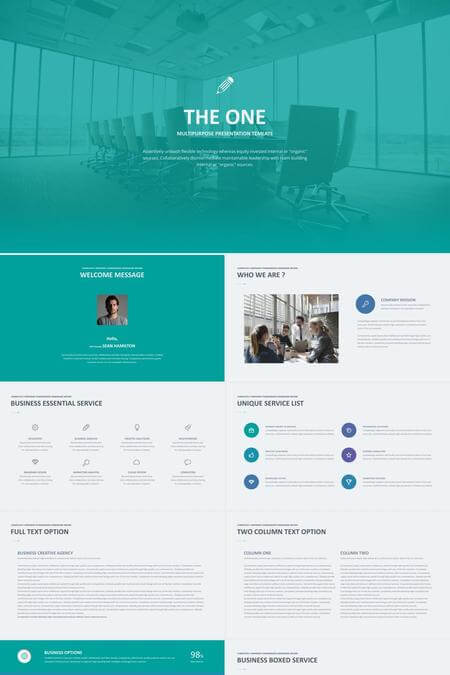 蓝绿色科技风数据可视化PPT模板