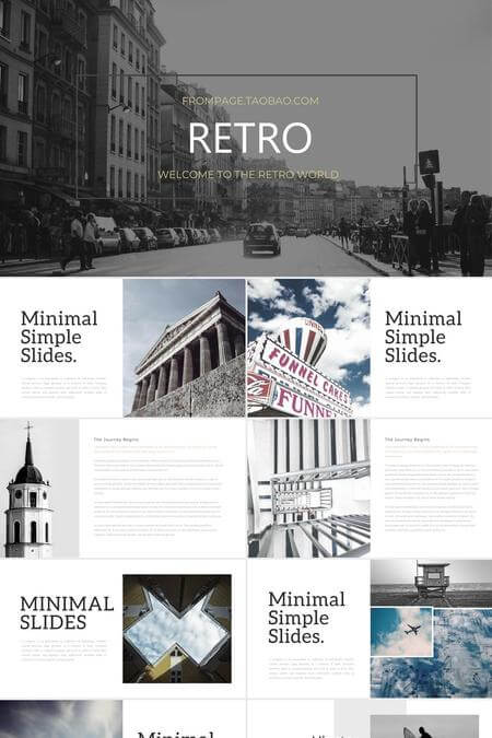 复古文艺风黑白摄影展示PPT模板